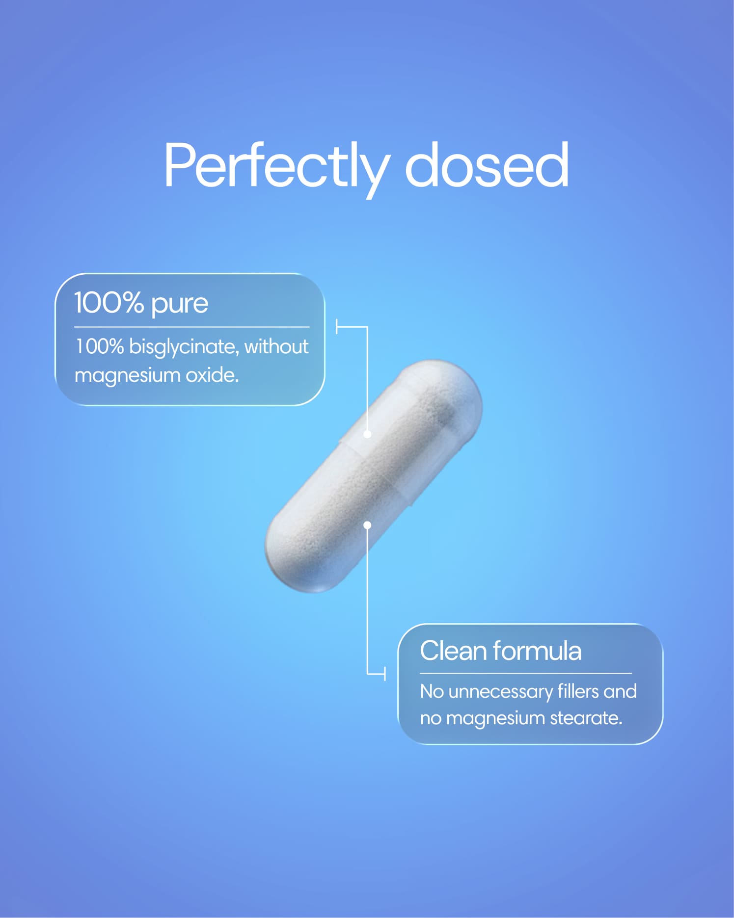 Bottle of Clearly Magnesium Bisglycinate supplement capsules, with the label showing the product name and dosage information.