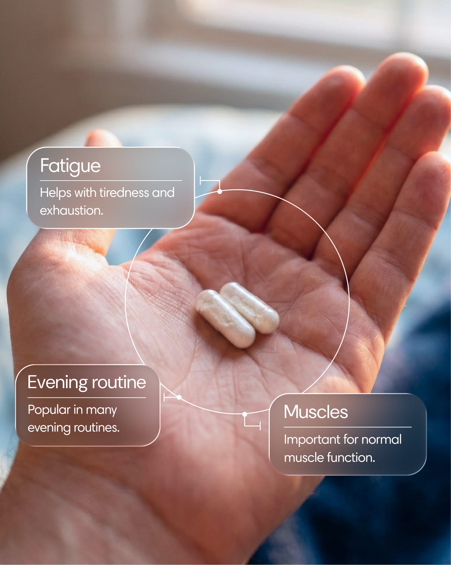 Bottle of Clearly Magnesium Bisglycinate supplement with capsules in a clear container on a neutral background.